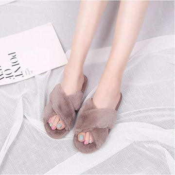 Cozy HUMIWA Coffee Slippers Soft Fuzzy Open Toe Design