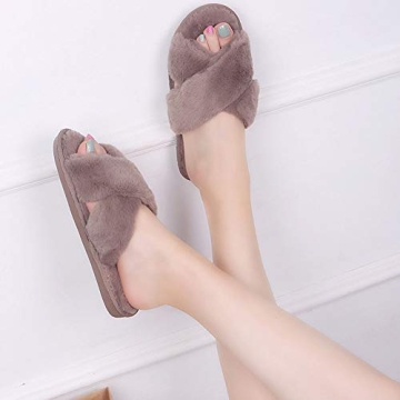 Cozy HUMIWA Coffee Slippers Soft Fuzzy Open Toe Design