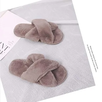 Cozy HUMIWA Coffee Slippers Soft Fuzzy Open Toe Design
