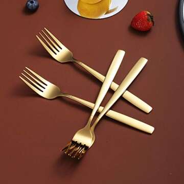 Berglander Gold Forks Set of 12, Elegant Stainless Steel Dining