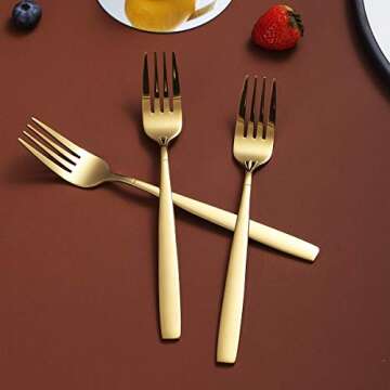Berglander Gold Forks Set of 12, Elegant Stainless Steel Dining
