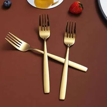 Berglander Gold Forks Set of 12, Elegant Stainless Steel Dining