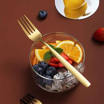 Berglander Gold Forks Set of 12, Elegant Stainless Steel Dining