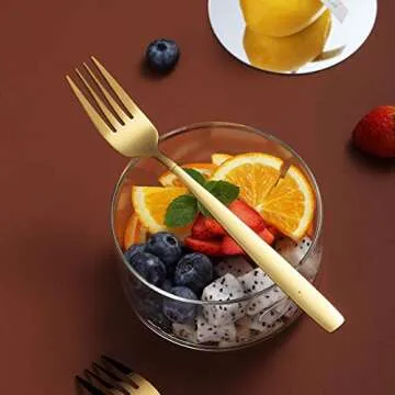 Berglander Gold Forks Set of 12, Elegant Stainless Steel Dining