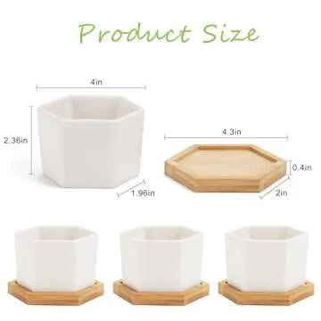 OAMCEG 4 Inch Succulent Pots - Small Succulent Planters, 4 Pack White Ceramic Succulent Cactus Plant...