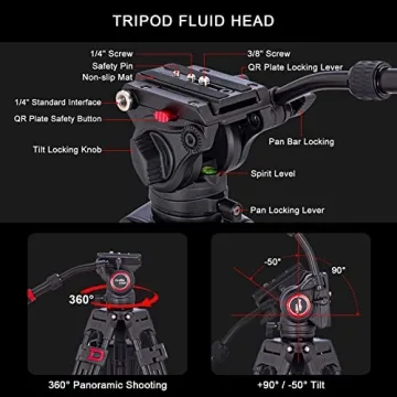 Avella VH501 Video Tripod - Durable 72" Heavy Duty Support