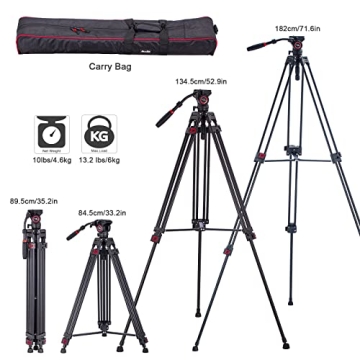 Avella VH501 Video Tripod - Durable 72" Heavy Duty Support