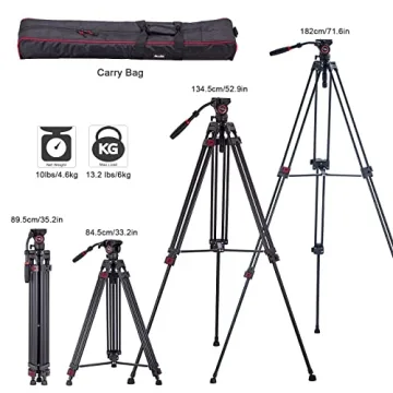 Avella VH501 Video Tripod - Durable 72" Heavy Duty Support