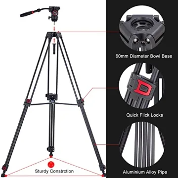 Avella VH501 Video Tripod - Durable 72" Heavy Duty Support