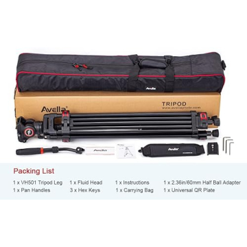 Avella VH501 Video Tripod - Durable 72" Heavy Duty Support