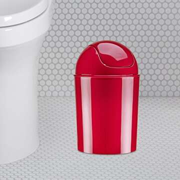 Umbra Mini Waste Can, 1-1/4 Gallon with Swing Lid (Red)