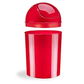 Umbra Mini Waste Can, 1-1/4 Gallon with Swing Lid (Red)