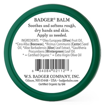 Badger - Hardworking Hands Healing Balm, Aloe Vera & Wintergreen, Working Hand Balm, Balm, for Dry Hands, Hand Moisturizer Balm, Certified Organic Hand Balm, Hand Repair Balm, 0.75 oz