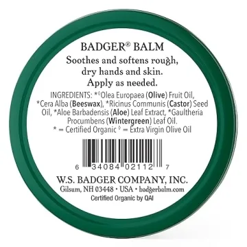 Badger - Hardworking Hands Healing Balm, Aloe Vera & Wintergreen, Working Hand Balm, Balm, for Dry Hands, Hand Moisturizer Balm, Certified Organic Hand Balm, Hand Repair Balm, 0.75 oz