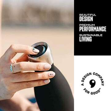 S'well Stainless Steel Water Bottle - 17 Fl Oz - Soft Touch Black - Triple-Layered Vacuum-Insulated Containers Keeps Drinks Cold for 36 Hours and Hot for 18 - BPA-Free - Perfect for the Go