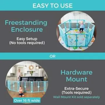 Toddleroo by North States Superyard 6 Panel Free Standing Play Yard - Safe, Portable Baby Gate