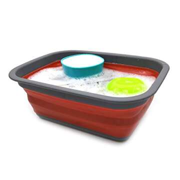 SAMMART 9.2L (2.37Gallon) Collapsible Tub - Portable Outdoor Picnic Basket/Crater - Foldable Shopping Bag - Space Saving Storage Container (M, Terracotta)