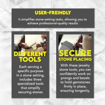SE Stone Setting Prong and Bezel Set, Set of 3 Jewelry Stone Setting Tools, Jewelry Stone Prong Push...