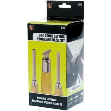 SE Stone Setting Prong and Bezel Set, Set of 3 Jewelry Stone Setting Tools, Jewelry Stone Prong Pusher, Durable Tips, Ergonomic Wooden Handles