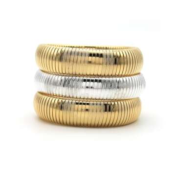 Marshal Metal Fashion Bracelet Omega 18k Gold Plated Brass Stretch Cobra Bracelet (14mm))