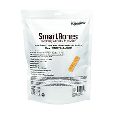 SmartBones Churro-Style Mini Sticks 28 Count, Made with Real Peanut Butter, Rawhide-Free Chews for D...