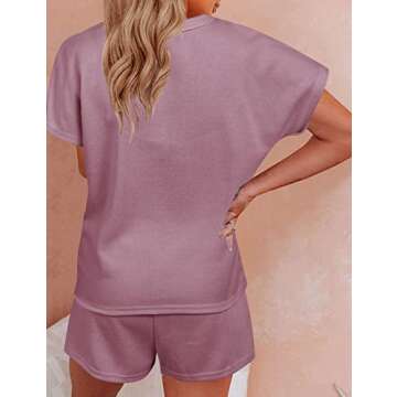 MEROKEETY Women's Short Sleeve Pajama Set Henley Tops and Shorts Sleepwear Loungewear Outfits