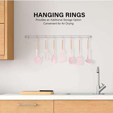 COOK With COLOR 7 Piece Pink Nylon Cooking Utensil Set with Copper Handles - Pink