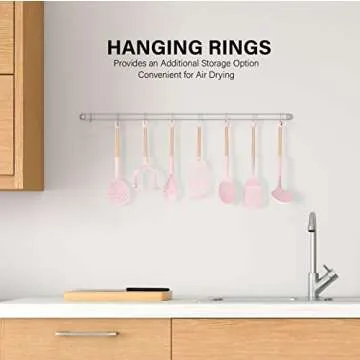 COOK With COLOR 7 Piece Pink Nylon Cooking Utensil Set with Copper Handles - Pink