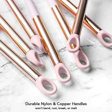 COOK With COLOR 7 Piece Pink Nylon Cooking Utensil Set with Copper Handles - Pink