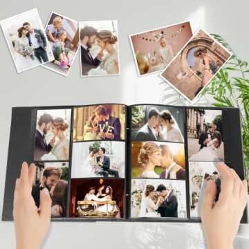 Artmag Photo Picutre Album 4x6 500 Photos, Extra Large Capacity Leather Cover Wedding Family Photo Albums Holds 500 Horizontal and Vertical 4x6 Photos(Dark Green), 500 Pockets