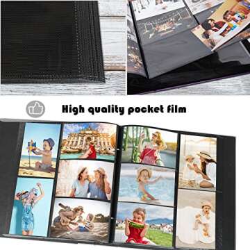 Artmag Photo Picutre Album 4x6 500 Photos, Extra Large Capacity Leather Cover Wedding Family Photo Albums Holds 500 Horizontal and Vertical 4x6 Photos(Dark Green), 500 Pockets