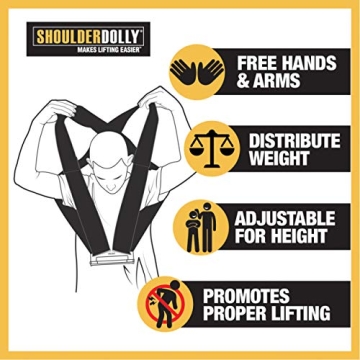 Shoulder Dolly Moving Straps - Lifting Strap for 2 Movers - Move, Lift, Carry, And Secure Furniture, Appliances, Heavy, Bulky Objects Safely, Efficiently, More Easily Like The Pros - LD1000