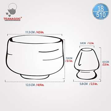 TEANAGOO Matcha Whisk Set,Matcha Set,Ceramic Matcha Bowl for Ceremony,Matcha Tea Set,Used for Making Breakfast,Afternoon Matcha Tea,Gift for Matcha Lover/Friend/Family