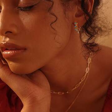 Fettero Women Gold Huggie Hoop Earrings - 14K Gold Plated & Beaded Design for Stylish Everyday Wear