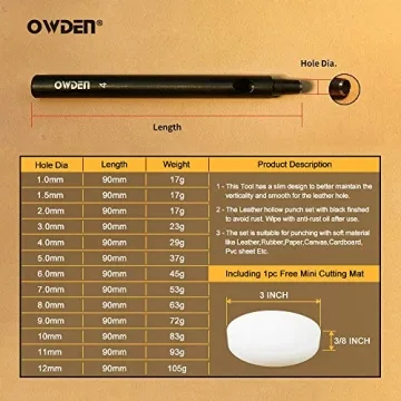 OWDEN Professional 13-Piece Leather Hole Punch Set for Crafts