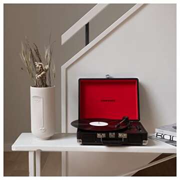Crosley CR8005D-BK Cruiser Deluxe Vintage 3-Speed Bluetooth Suitcase Vinyl Record Player Turntable, Midnight