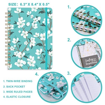 Teal Floral Journal - Premium Thick Paper, Hardcover Notebook