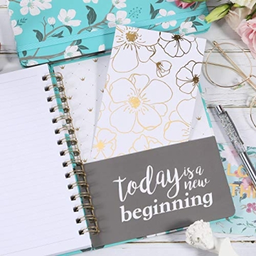 Teal Floral Journal - Premium Thick Paper, Hardcover Notebook