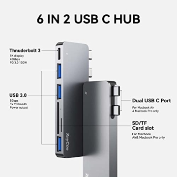 RayCue USB C Hub Multiport Adapter for MacBook Pro Air