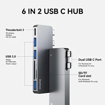 RayCue USB C Hub Multiport Adapter for MacBook Pro Air