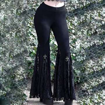 Instobig Goth Fashion Flare Pants for Women - Bell Bottom Style