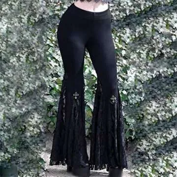 Instobig Goth Fashion Flare Pants for Women - Bell Bottom Style