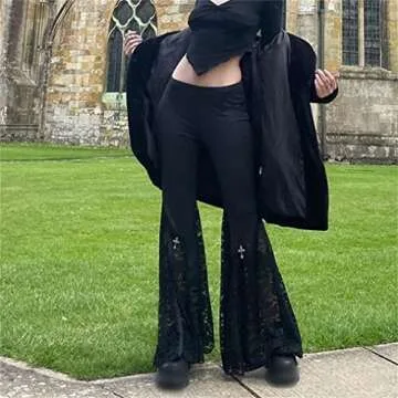 Instobig Goth Fashion Flare Pants for Women - Bell Bottom Style