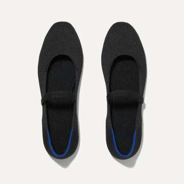 Rothy's The Square Mary Jane Women's Slip-On Shoes, Square-Toe Flats, Black, Made from Recycled Plas...