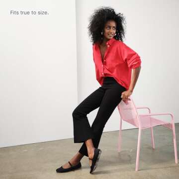 Rothy's The Square Mary Jane Women's Slip-On Shoes, Square-Toe Flats, Black, Made from Recycled Plastic Bottles & Machine Washable, Size 9