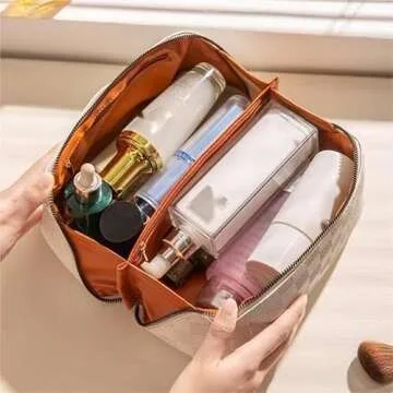 Fogude PU Leather Makeup Bag - Stylish Travel Cosmetic Bag