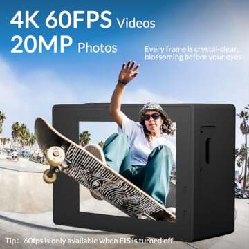 icefox Action Camera 4K 60FPS 20MP,131FT Underwater with EIS,5XZoom,App Support Video&Photo Editing,...
