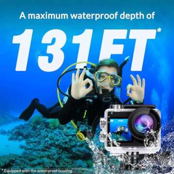 icefox Action Camera 4K 60FPS 20MP,131FT Underwater with EIS,5XZoom,App Support Video&Photo Editing,Waterproof Camera WiFi Remote Control for Cycling, Swimming, and Diving