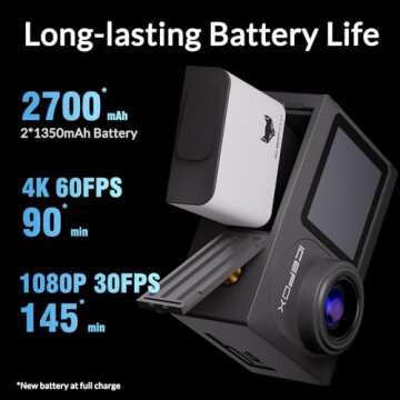 icefox Action Camera 4K 60FPS 20MP,131FT Underwater with EIS,5XZoom,App Support Video&Photo Editing,Waterproof Camera WiFi Remote Control for Cycling, Swimming, and Diving