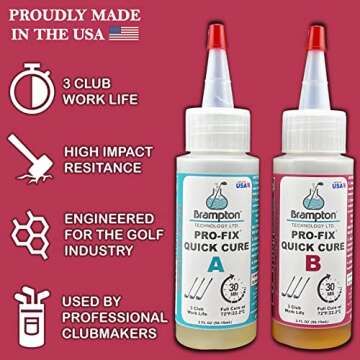 Brampton PRO-FIX Quick Cure Golf Epoxy - 30 Minute Golf Club Repair - Ideal for All Golf Clubs and S...